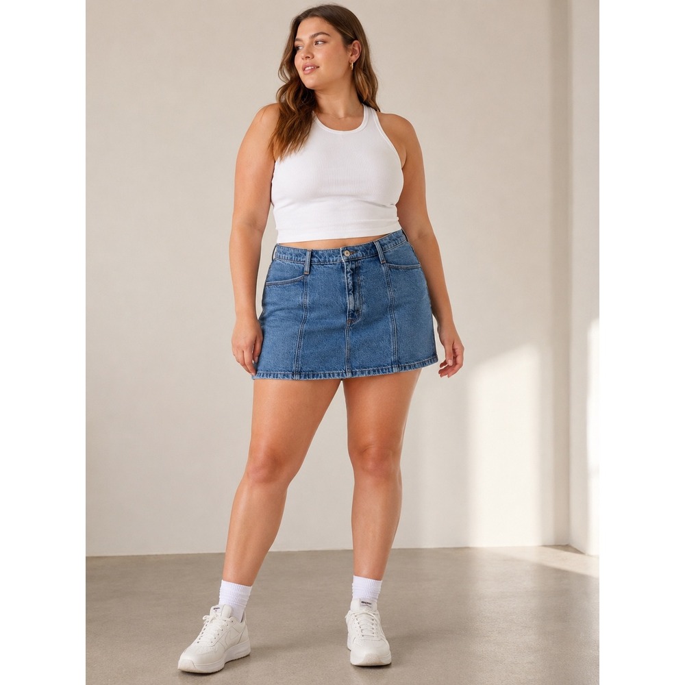 Abercrombie & Fitch High Rise Denim‎ Mini Skirt Medium Wash Blue Womens Size 14
